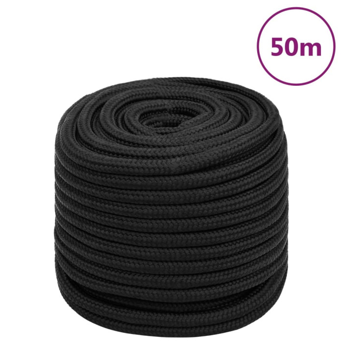 Vrv za čoln popolnoma črna 16 mm 50 m polipropilen